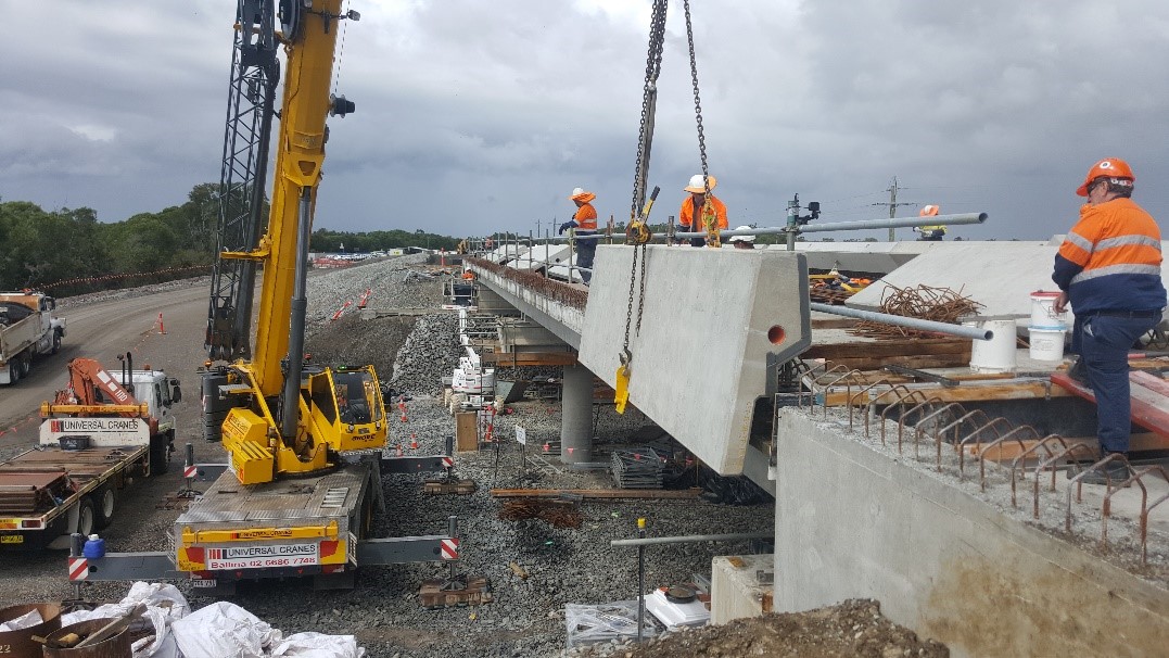 Construction traffic was maintained beneath the bridge during construction